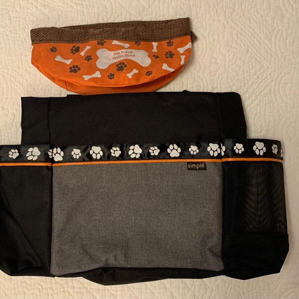 Simple Black and Gray Pet Travel Bag with Orange Accents